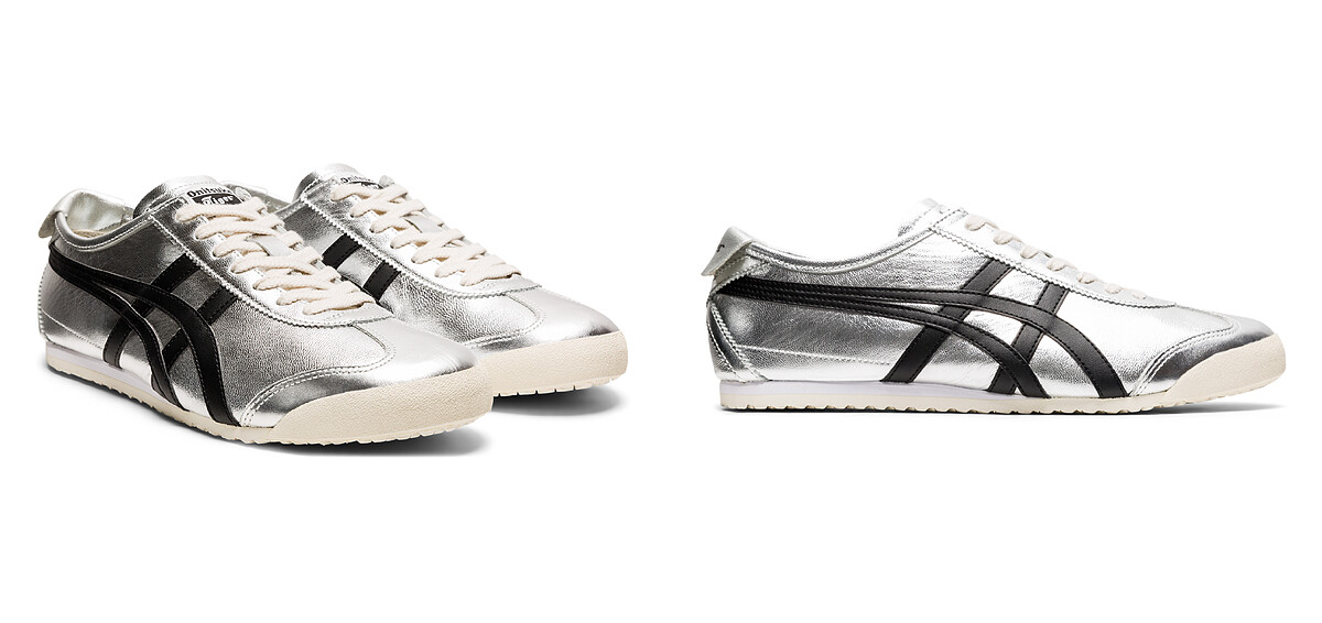 Onitsuka Tiger鬼塚虎MEXICO 66銀底黑虎爪紋，建議售價NT3,880。