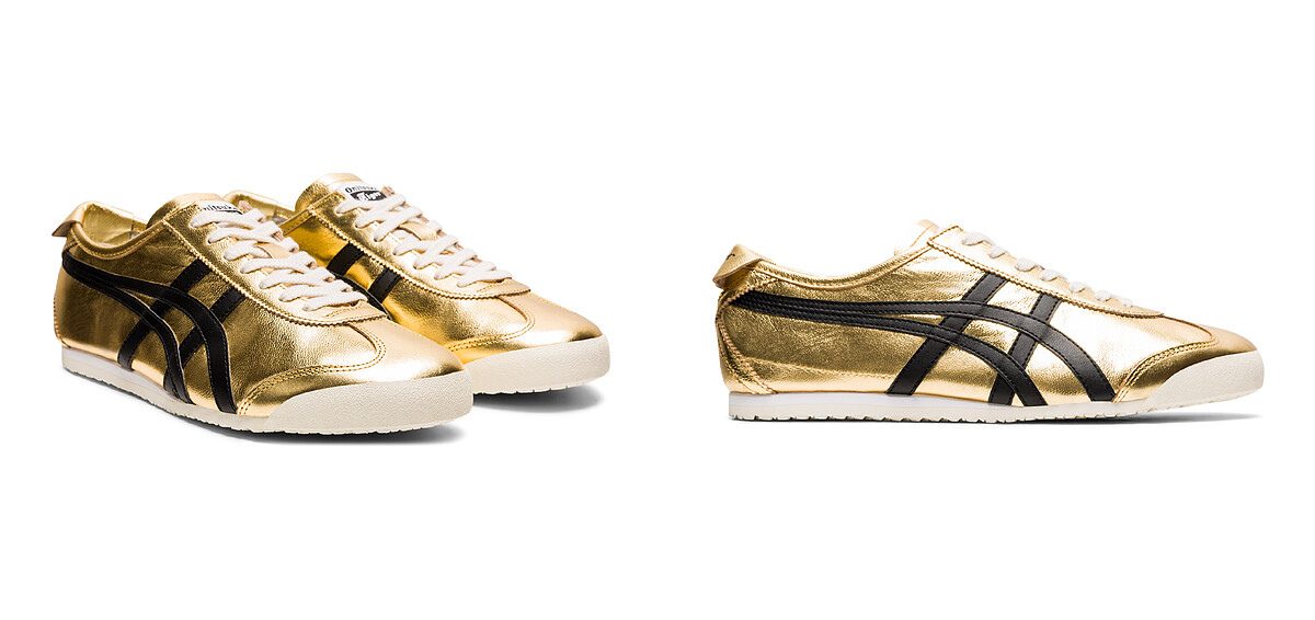 Onitsuka Tiger鬼塚虎MEXICO 66金底黑虎爪紋，建議售價NT3,880。