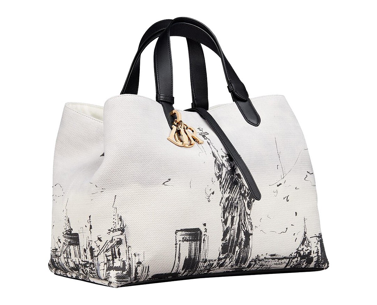 與黑色自由女神像印花大型提包