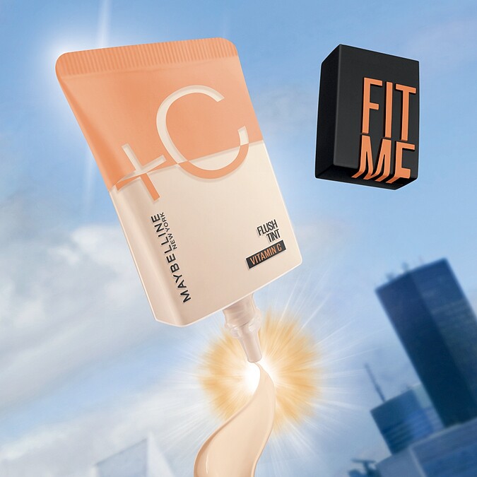 媚比琳FIT ME水啵啵裸妝乳情境圖。