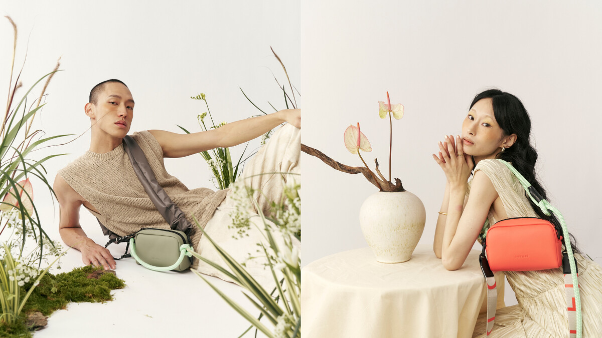 (DISTYLED 相機包與抽縐、繩索背帶 — 品牌春夏 PROJECT "Flourish" 視覺形象。)
