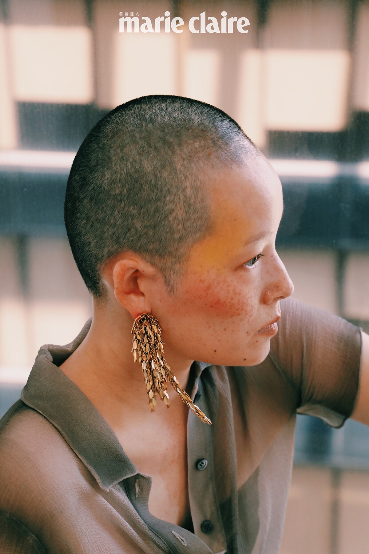 灰色透明雪紡長洋裝,LOEWE