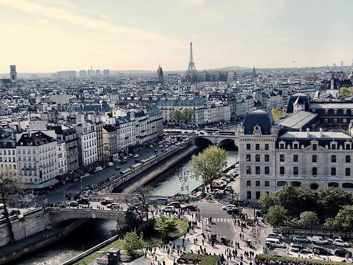 聖母院頂的巴黎俯瞰照