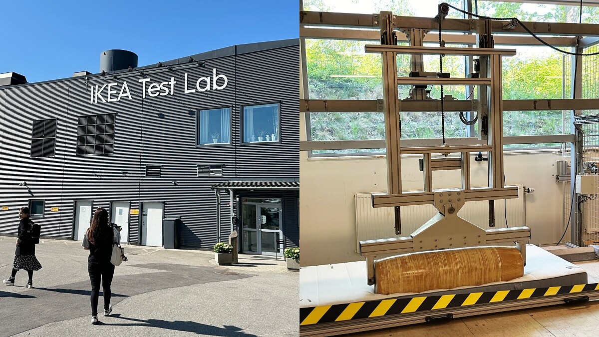 「IKEA品質測試中心」中的床墊正在接受壓力測試