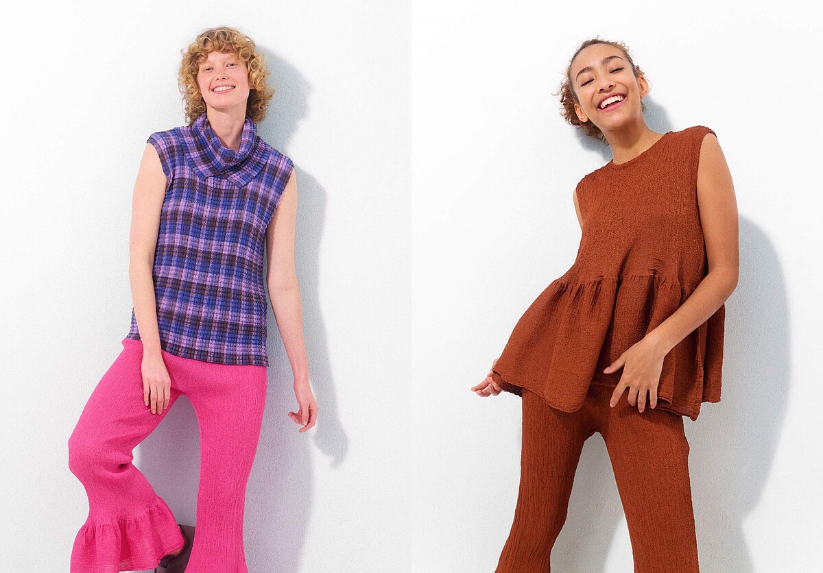 MESH CHECK PLEATS SHIRT系列、BOUNCE SEE-THROUGH CREPE系列