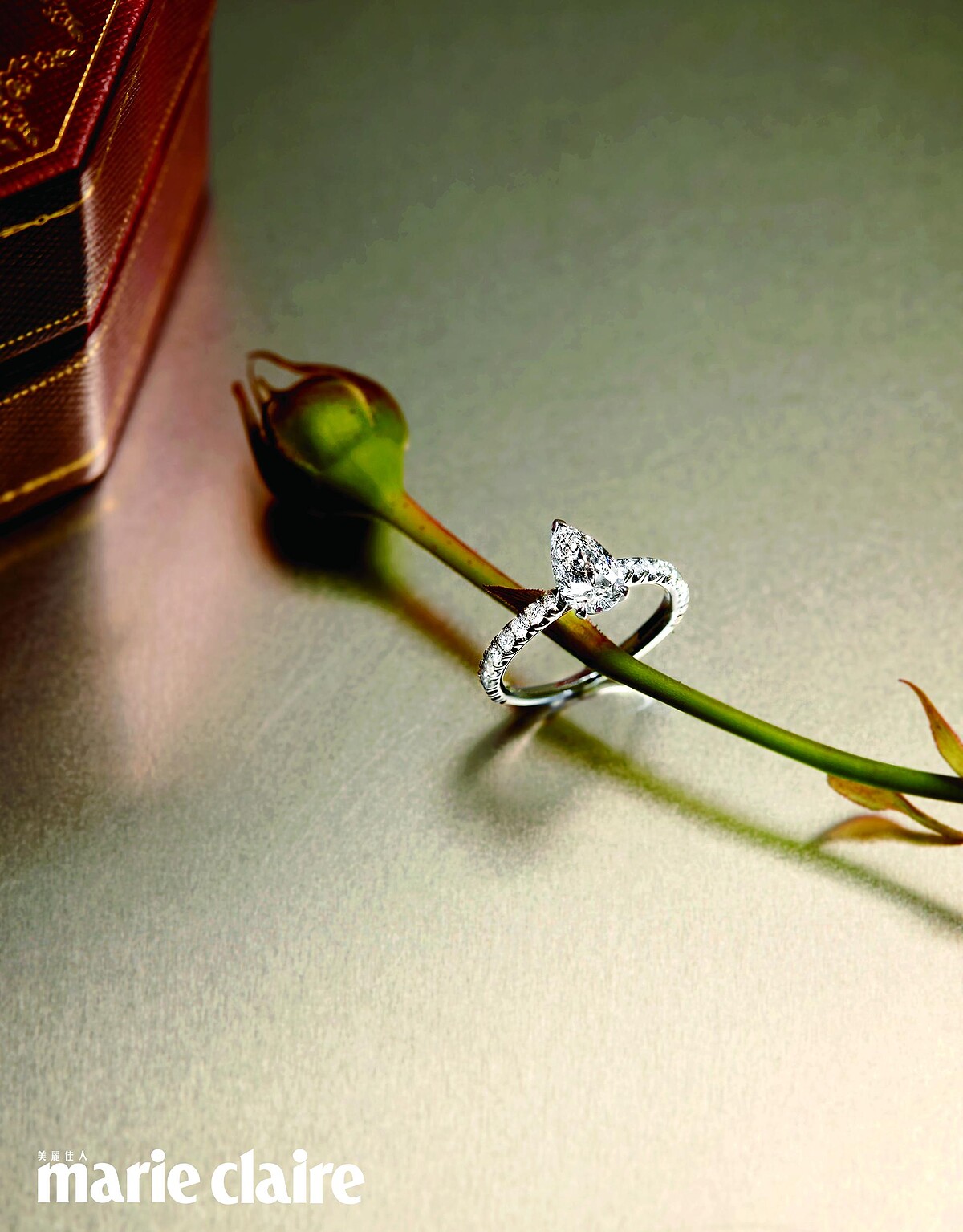 1895系列梨形切割鑽石戒指，Cartier。