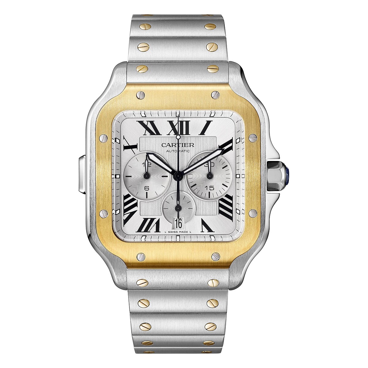 Santos 系列計時碼錶精鋼及18K黃金款，Cartier。