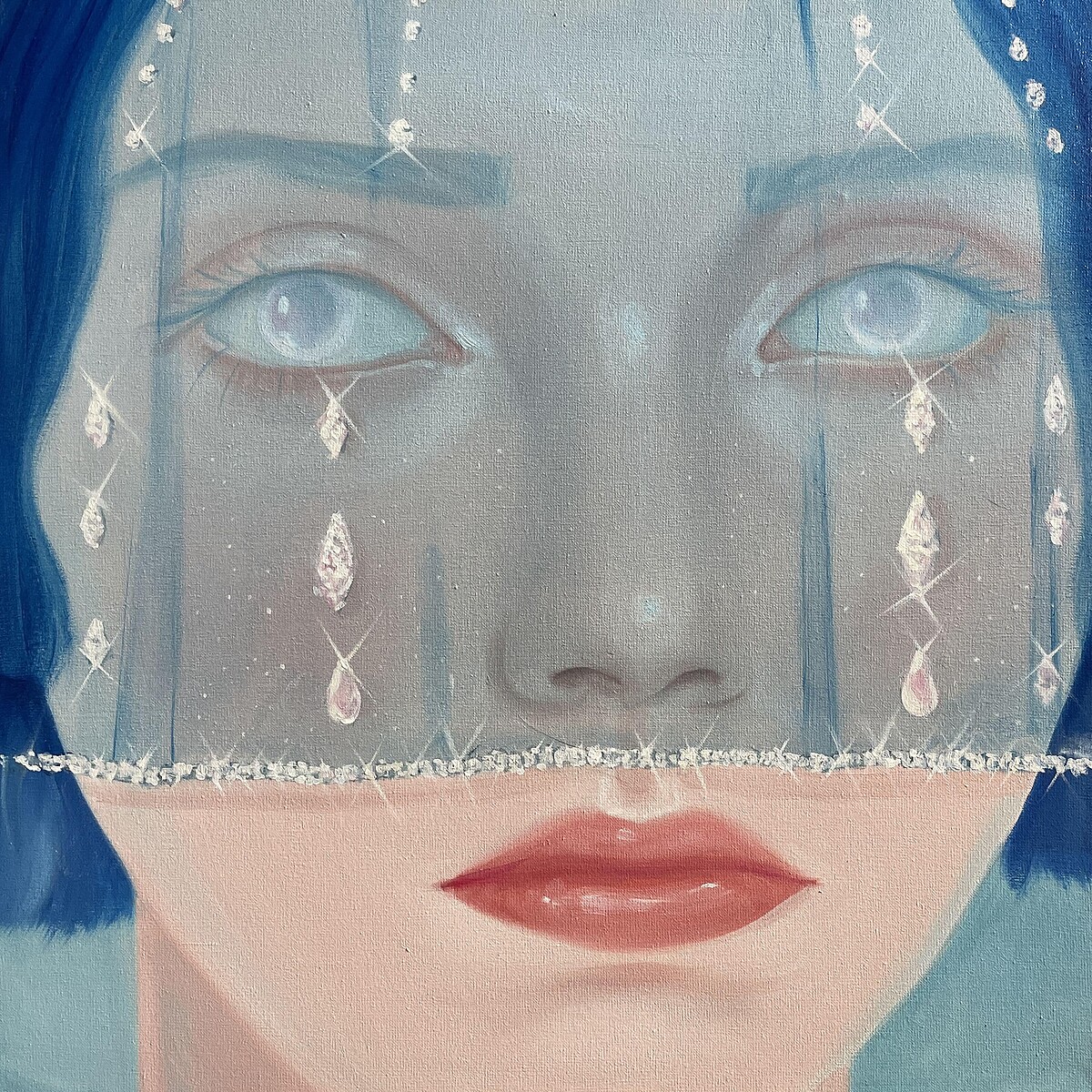 莫妮卡．馬爾喬卡 Monika Marchewka〈面紗之下 Undercover〉：油彩在畫布上 oil on canvas 50 &times; 50 cm，2024。