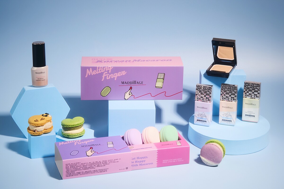 MAQuillAGE心機彩粧攜手Melting Finger舔舔手推出蜜戀馬卡龍禮盒。