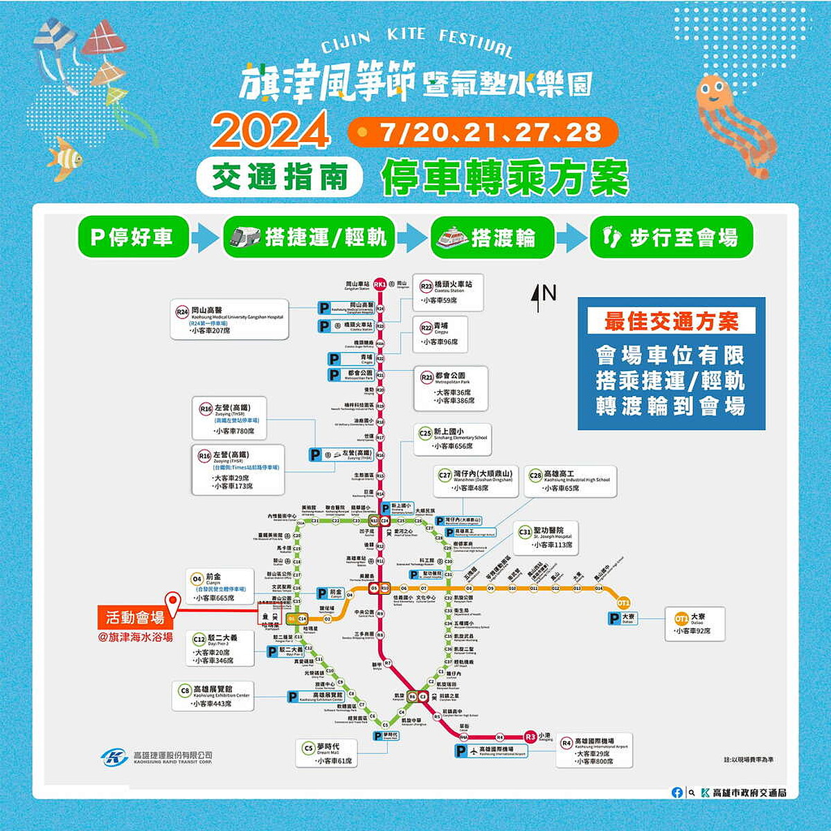 2024旗津風箏節暨氣墊水樂園轉乘地圖