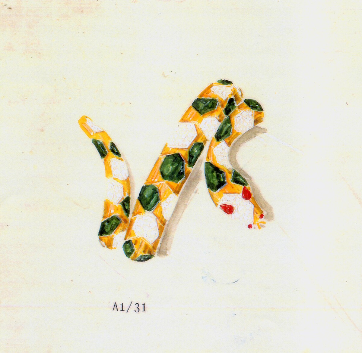 SERPENTI 古董手繪草圖。