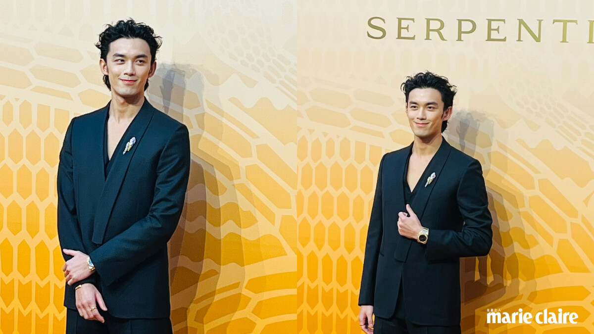 品牌大使國民弟弟吳磊配戴靈蛇胸針帥氣登場。