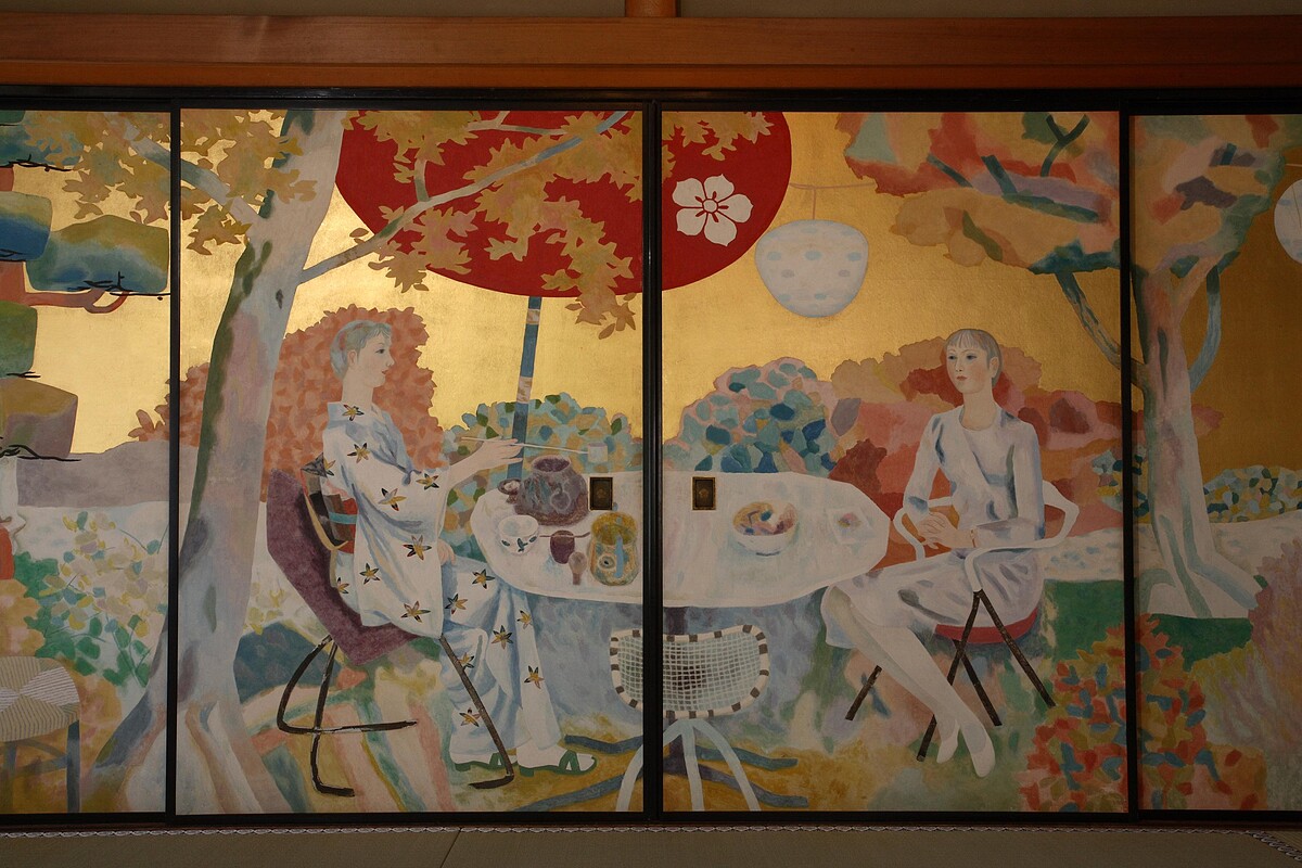 智積院－堂本印象障壁畫「婦女喫茶圖」