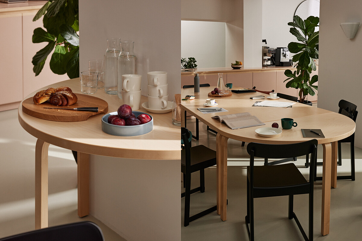 Aalto Table half-round Table 95 半圓桌。