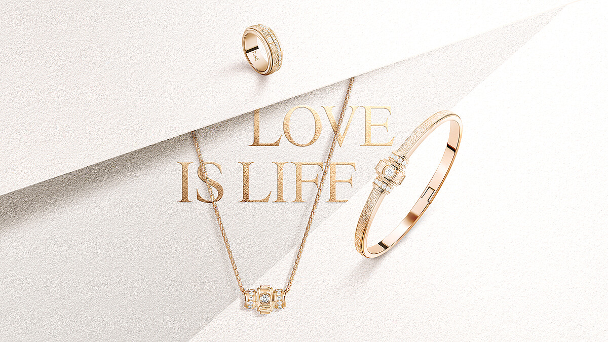 「LOVE IS LIFE」：Possession 系列 18K 玫瑰金宮廷式雕刻飾紋鑽石項鍊、手鐲與戒指