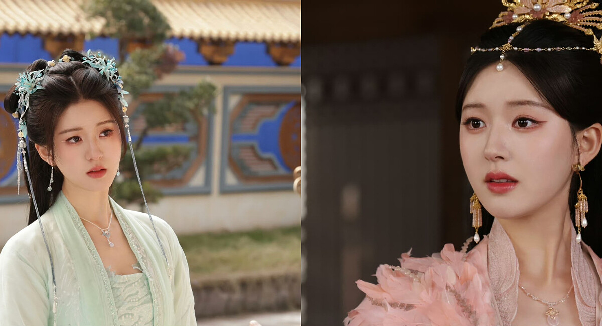 趙露思以往都是沒有明顯眉峰的一字眉。