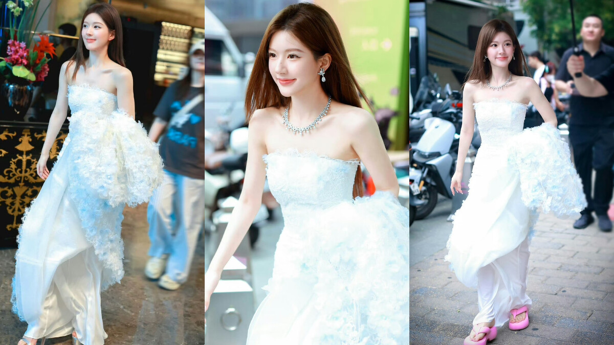 趙露思穿IVAN YOUNG特製款魚尾白紗