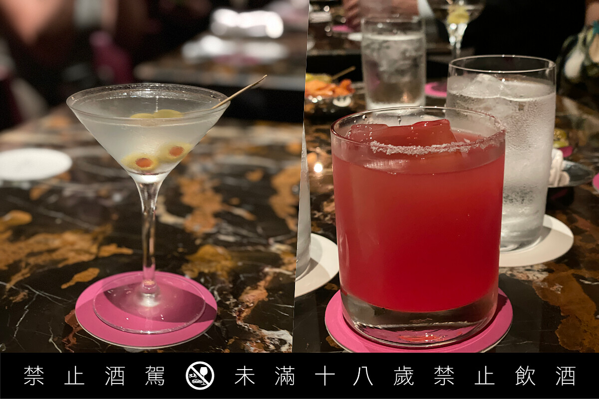 左為招牌「Dirty Martini」，右為經典調酒「Salty Dog」。