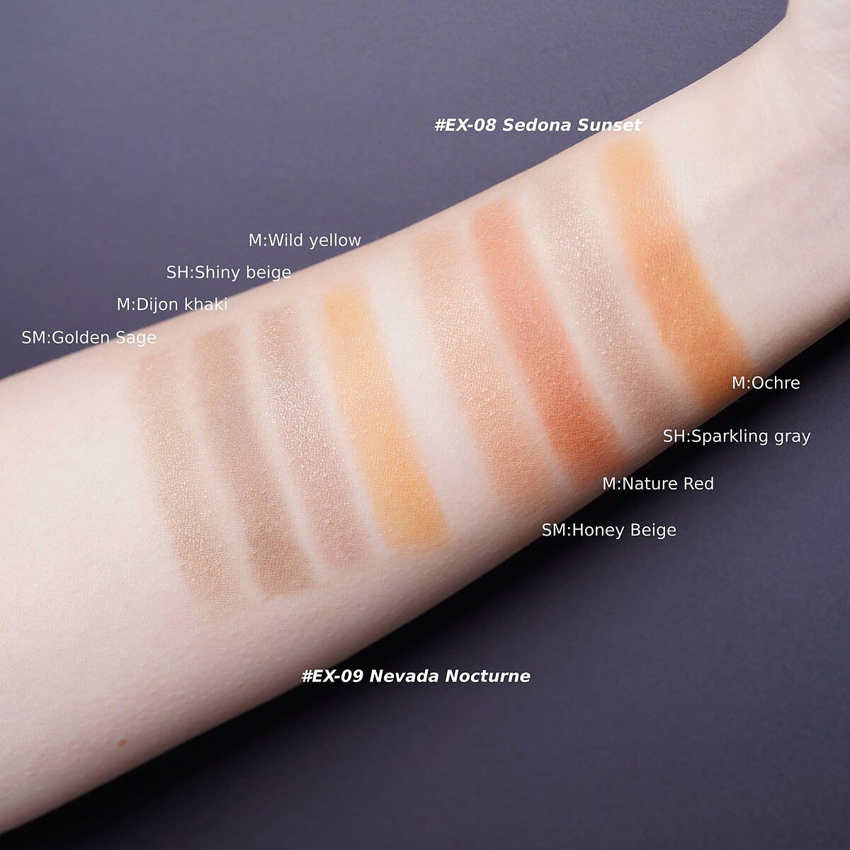 RMK立體調色眼盤限定#EX-08、#EX-09手部試色。