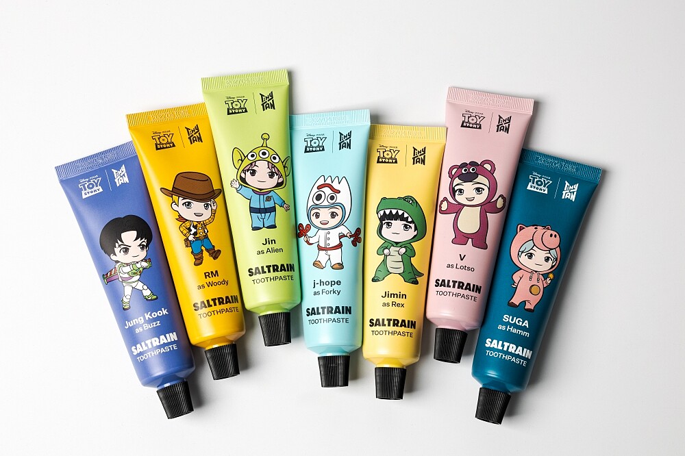 SALTRAIN | TinyTAN BTS防彈少年團x玩具總動員聯名牙膏全成員。