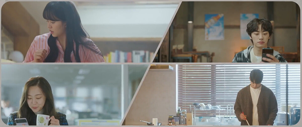 閨蜜們(左下右上)發動攻勢推姜厚英和李洪珠一把