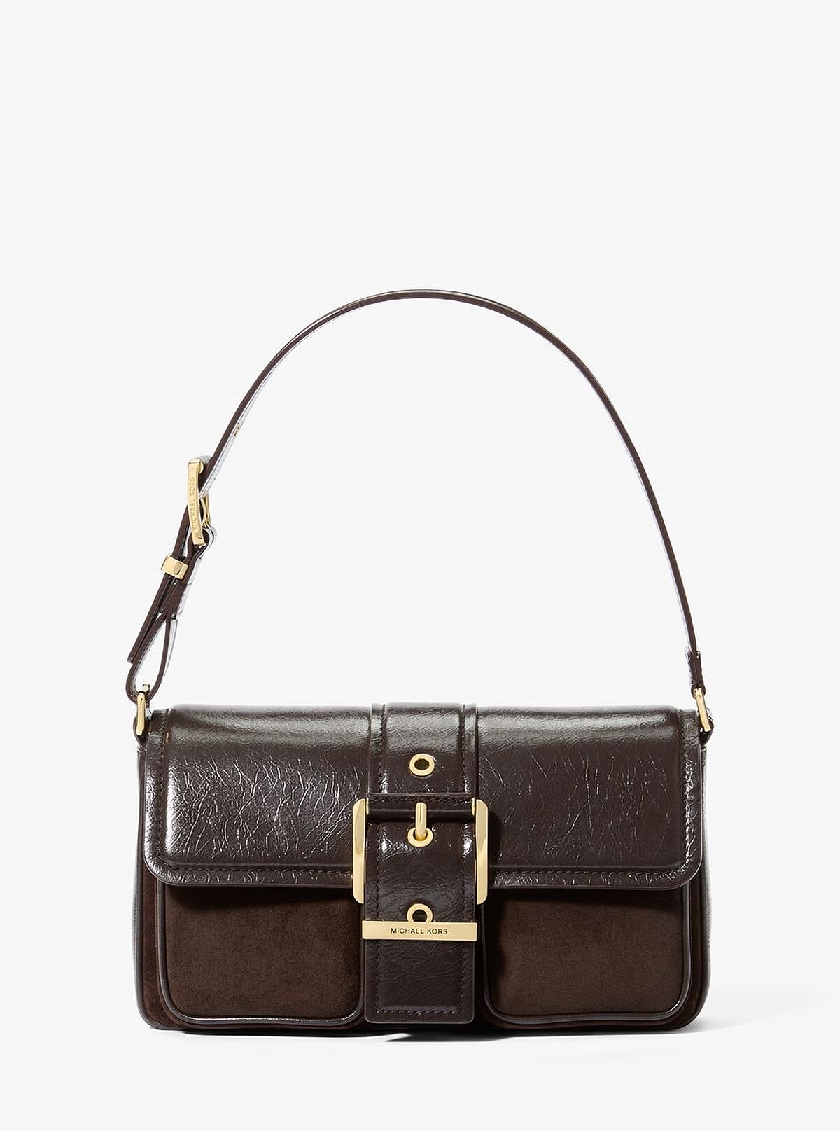 27. Michael Kors巧克力色麂皮拼接Colby Bag，NT$18,800