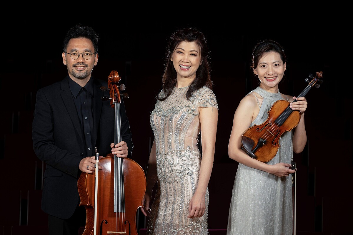 陳毓襄(中)將與小提琴家李宜錦(右)、大提琴家高炳坤(左)一同演出。