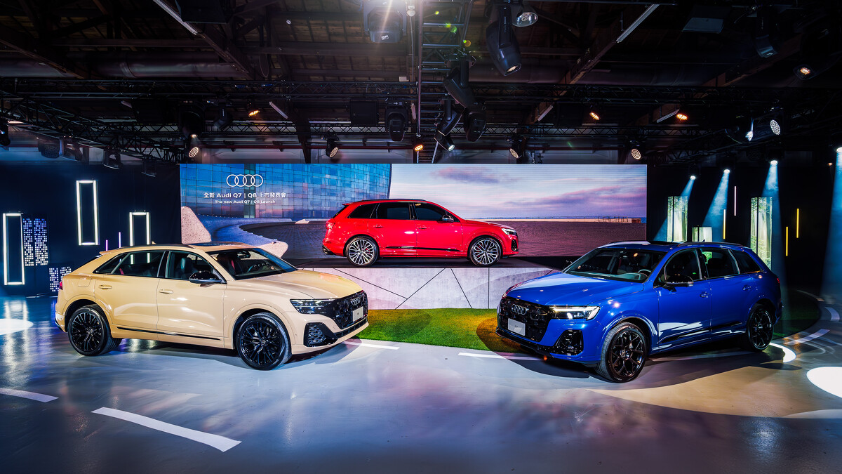 左起Audi Q8、SQ7、Q7