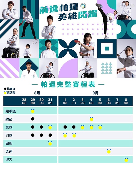 Photo / 教育部臉書 2024帕拉林匹克運動會賽程表