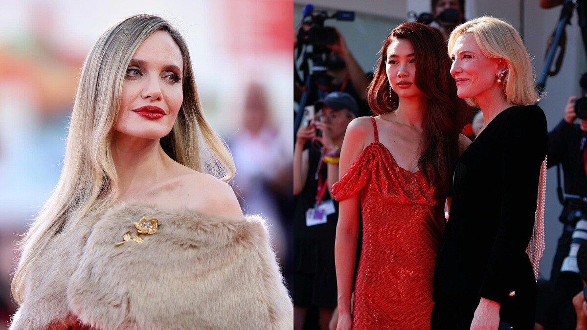 2024威尼斯影展紅毯亮點持續更新：裘莉香檳色露肩禮服配卡地亞，凱特布蘭琪與鄭浩妍合體現身