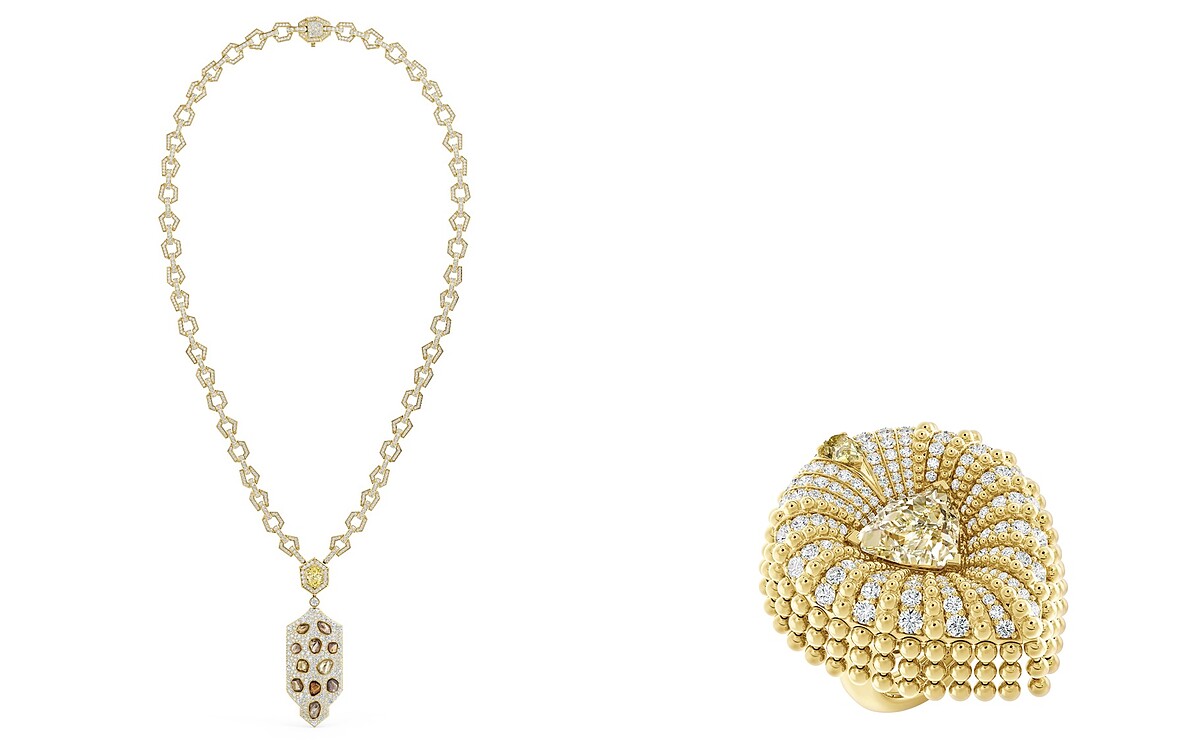 Forces of Nature 高級珠寶系列 Dignity 鑽石吊墜項鍊，Forces of Nature 高級珠寶系列 Protection 鑽石嵌套式戒指。