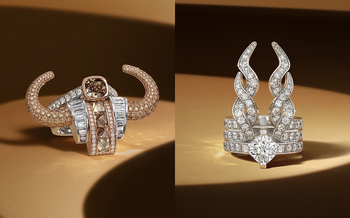 Forces of Nature 高級珠寶系列 Stability 鑽石皇冠式戒指， Forces of Nature 高級珠寶系列 Spirituality 鑽石皇冠式戒指。