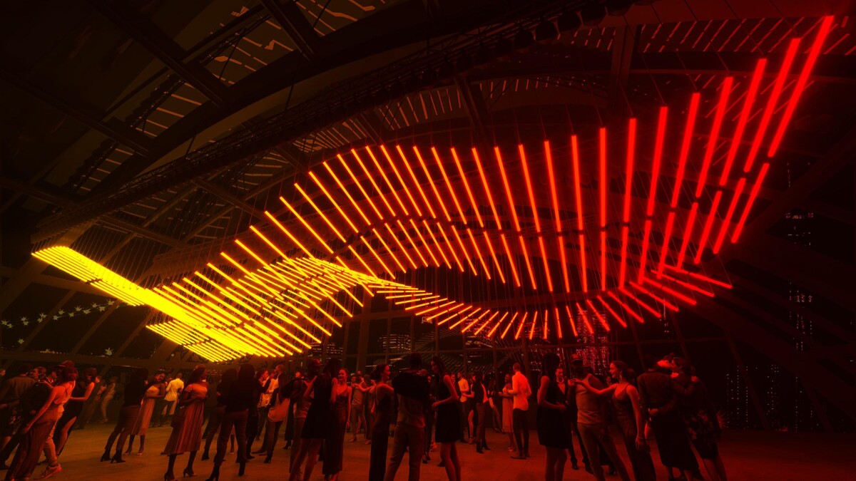 Christopher Bauder 與 WHITEvoid團隊的 THE WAVE 燈光藝術作品示意圖