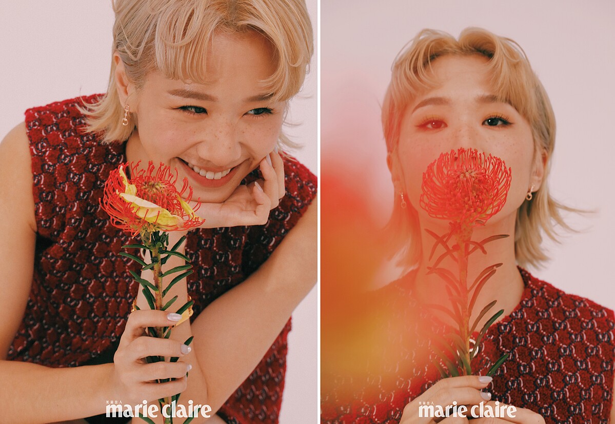 （Lulu 黃路梓茵）GG羊圈羊毛馬甲、白色背心、耳環，all by Gucci。