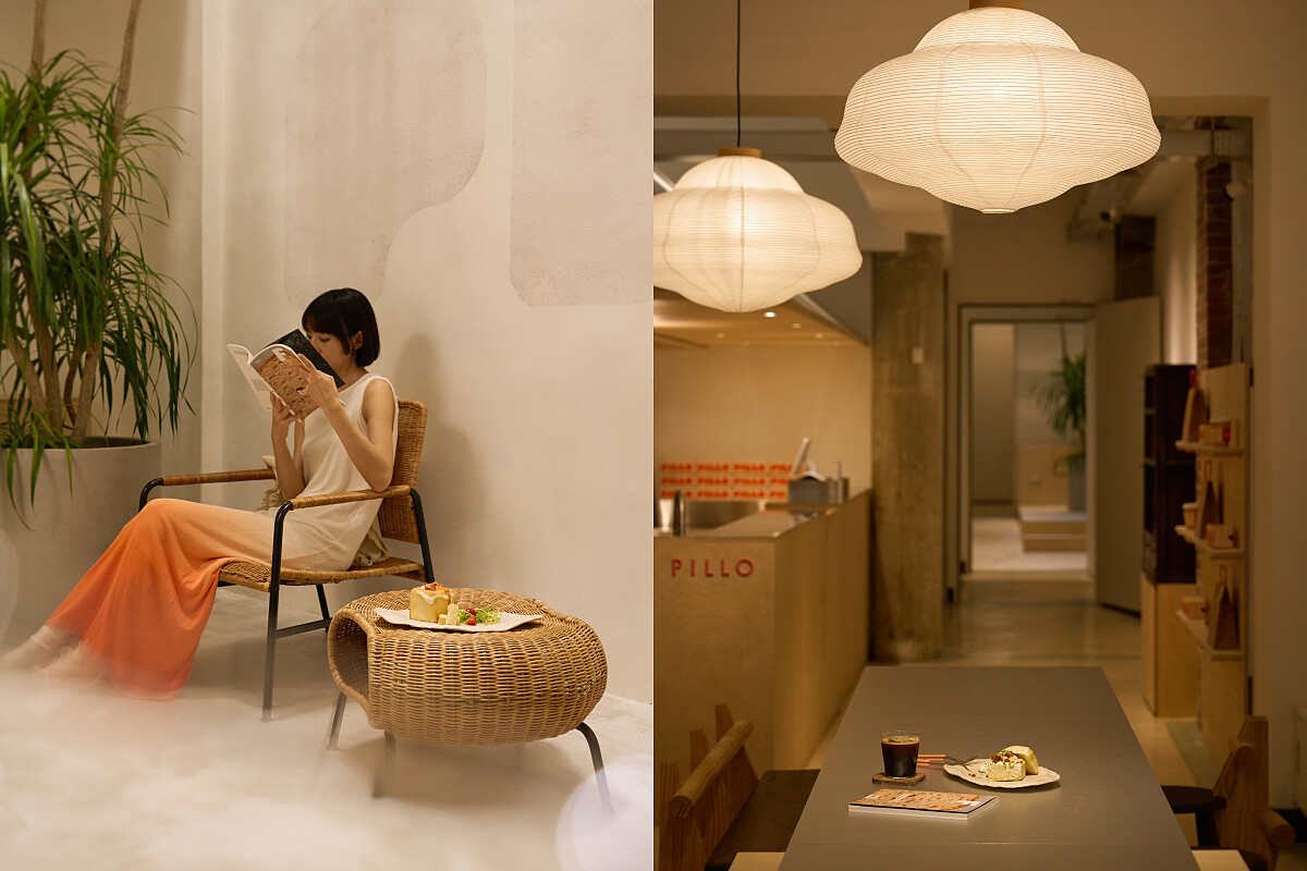 左為天井空間，也能是用餐區；右為主要用餐區。