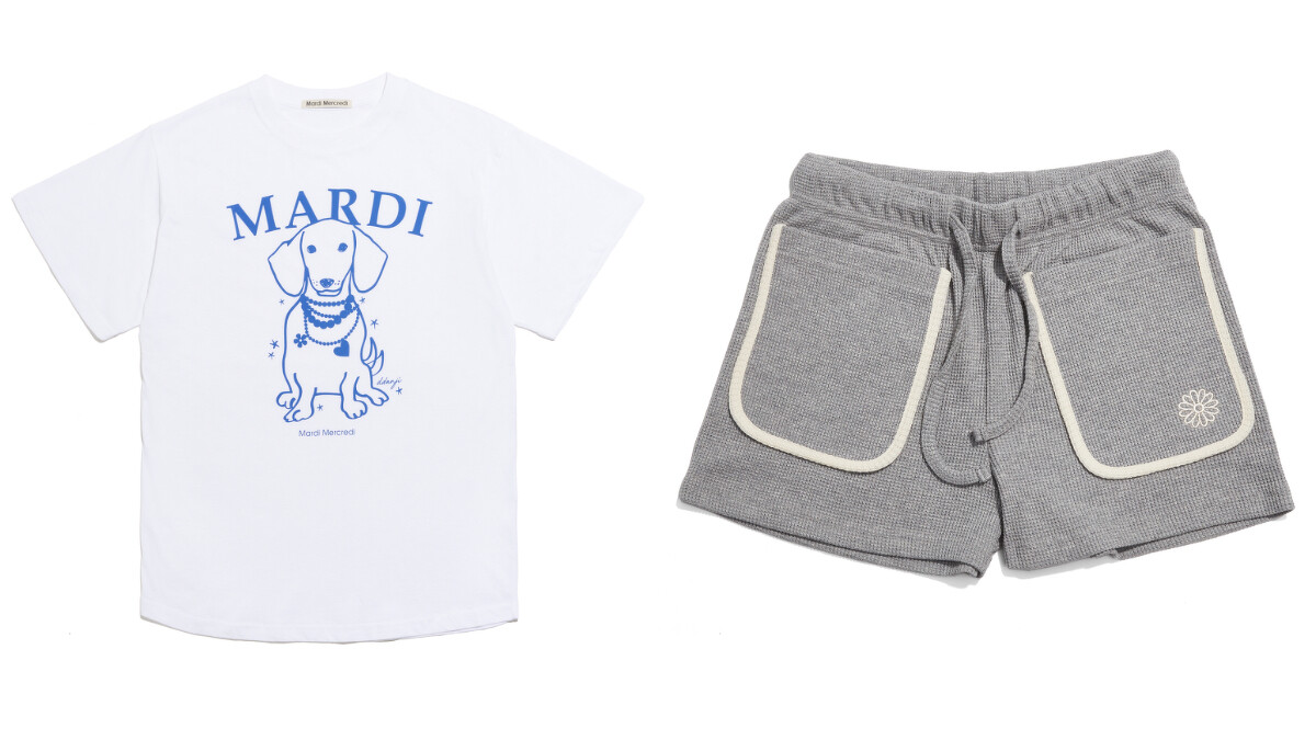 臘腸狗短TEE,NT$1,380、小雛菊刺繡短褲,NT$1,580。