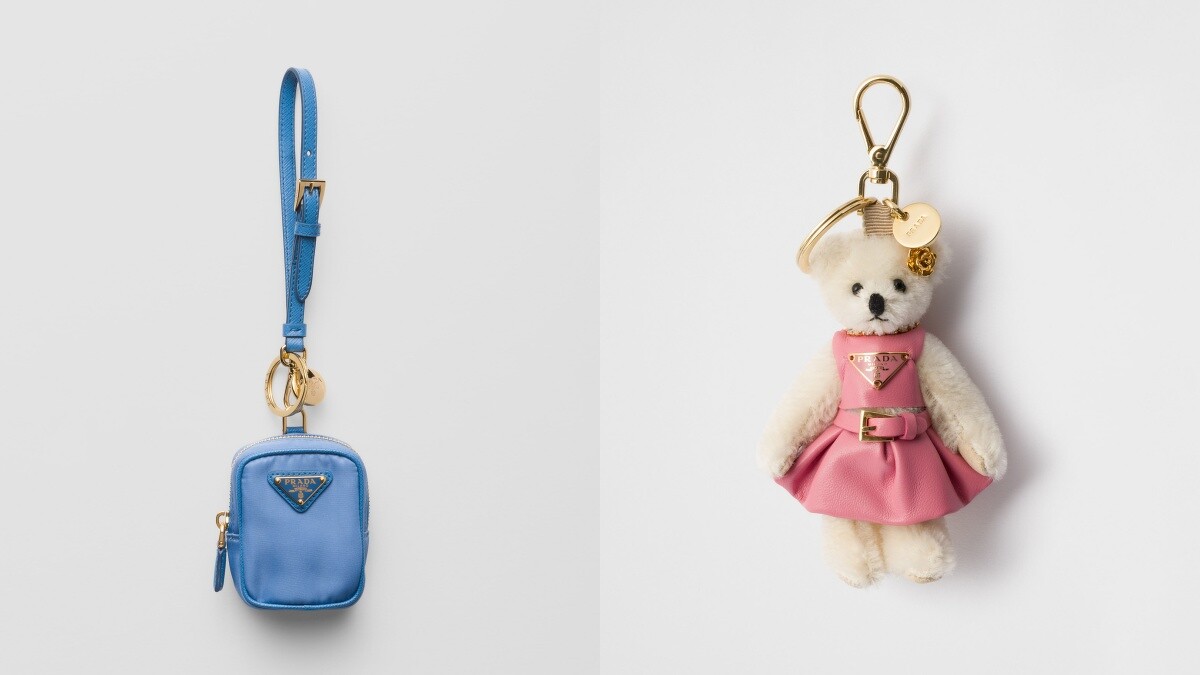 Prada Re-Edition 1978 Re-Nylon 迷你化妝袋 NT.22,500、小熊吊飾 NT.24,000