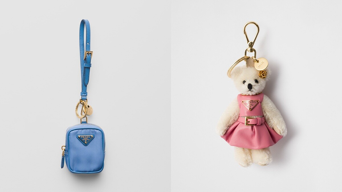 Prada Re-Edition 1978 Re-Nylon 迷你化妝袋 NT.22,500、小熊吊飾 NT.24,000