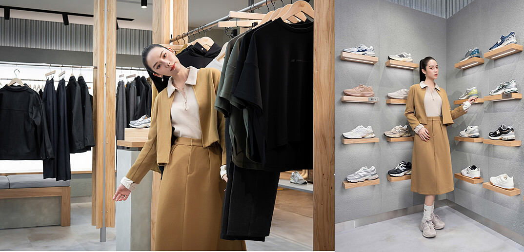 基礎大地色調的ONE TONE穿搭,以修身剪裁及裙裝融入溫柔與性格兼具的風格,配上近期最夯的人氣鞋款WPRD Runner,開啟自在無壓漫遊在城市型走模式