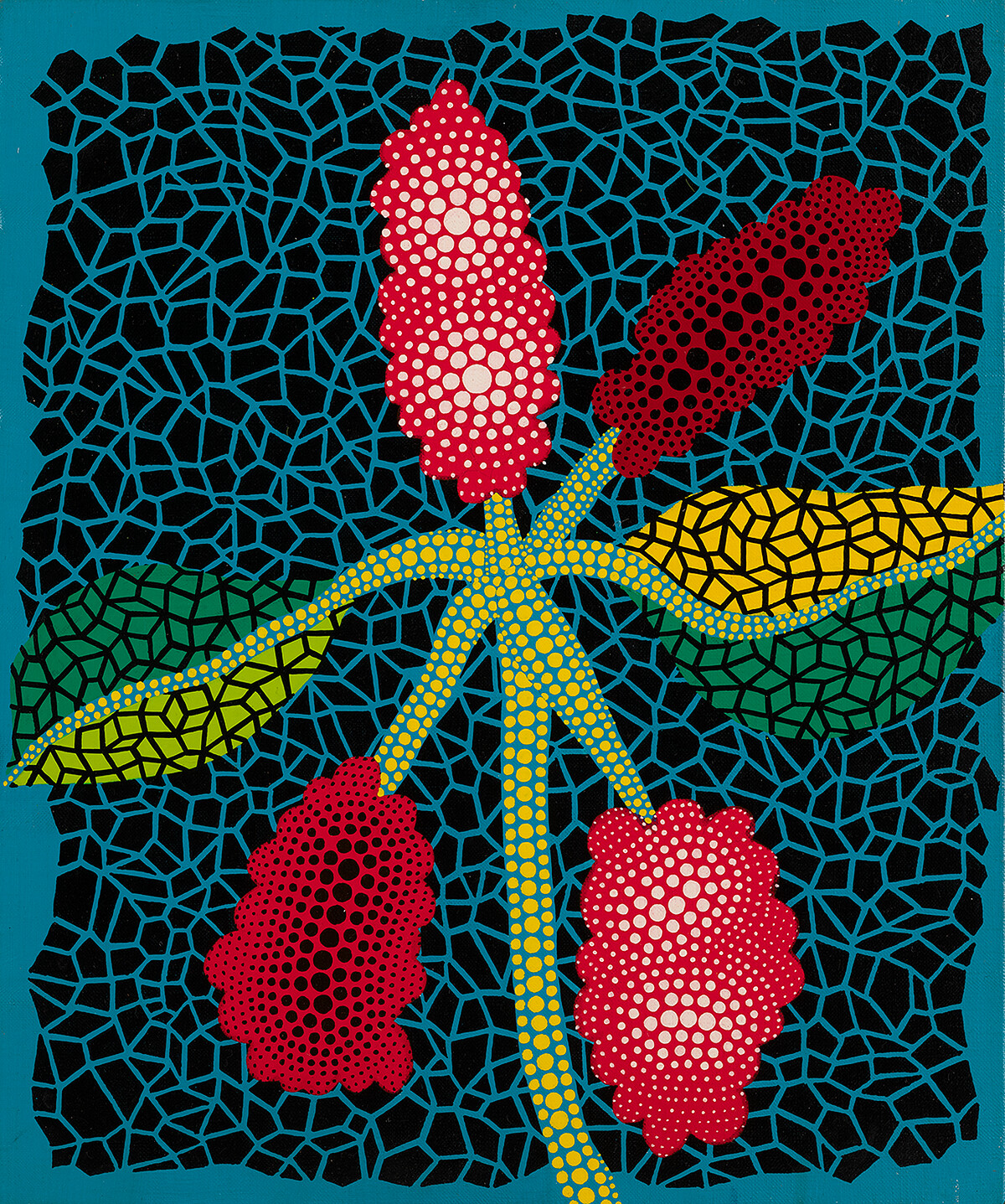 草間彌生,《花》,1989,45.5 × 38.0 cm,壓克力彩、畫布,W Collection,北師美術館提供