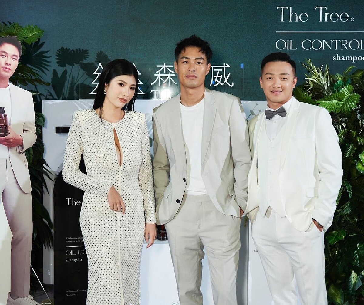 左 : 森挪威創辦人 孫佳琪，中 : 森挪威控油深層髮浴代言人楊祐寧，右 : 森挪威董事長 許宏壕