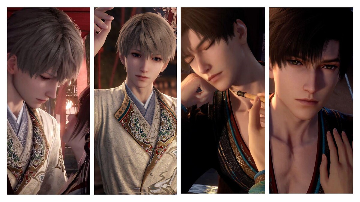 沈星回、黎深的卡面故事，主打中原的細緻優雅，他們的服飾紋樣繁複精緻，《戀與深空》畫風呈現各種細節與還原，帶領玩家百分百投入異域文化浪漫情懷。圖/擷取自《戀與深空》