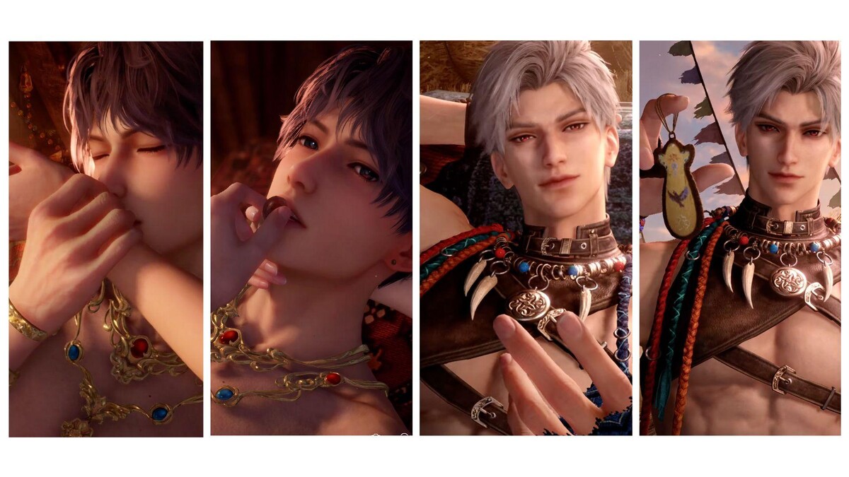 《戀與深空》祁煜、秦徹的卡面故事，則突出了敦煌、邊塞地區的文化特徵，身上民族裝飾更多，有一種西域、草原文明的異域魅力展現野性的征服。圖/擷取自《戀與深空》