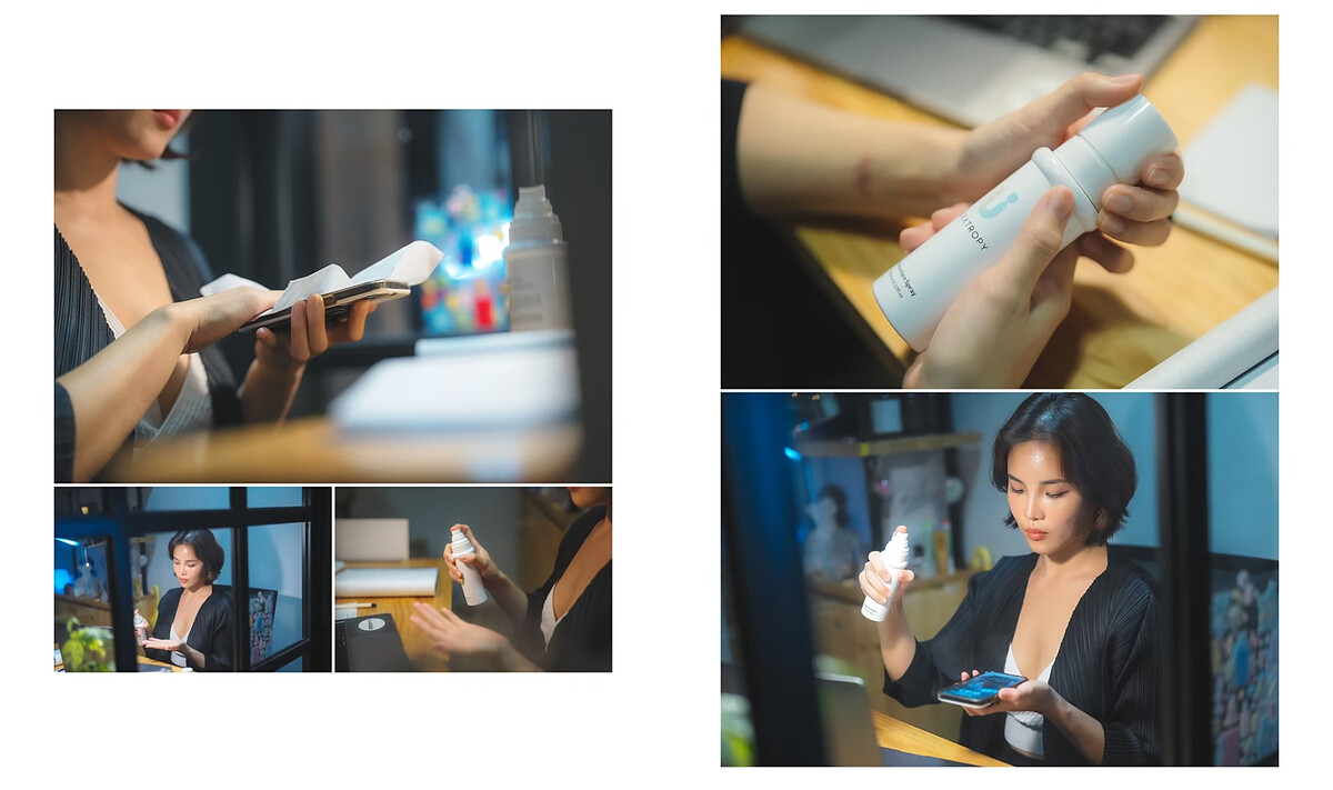 NUEXTROPY適合在各類場景下除了可以拿來清潔手部之外，木頭桌面、居家沙發地毯、空調濾網、廁所、床寢都能做到制菌效用。