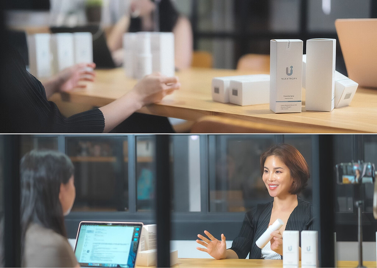 NUEXTROPY益菌噴霧在物品或肌膚上形成微生物保護膜，利用比利時專利益生菌活性成分和益生元「以菌制菌」原理，提供72小時長效保護。