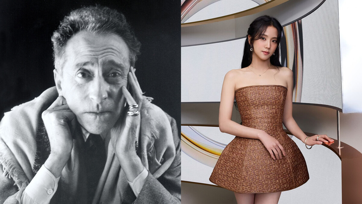 法國傳奇詩人兼劇作家Jean Cocteau（左）及Jisoo分別演繹出Trinity珠寶於不同時代的個性樣貌。