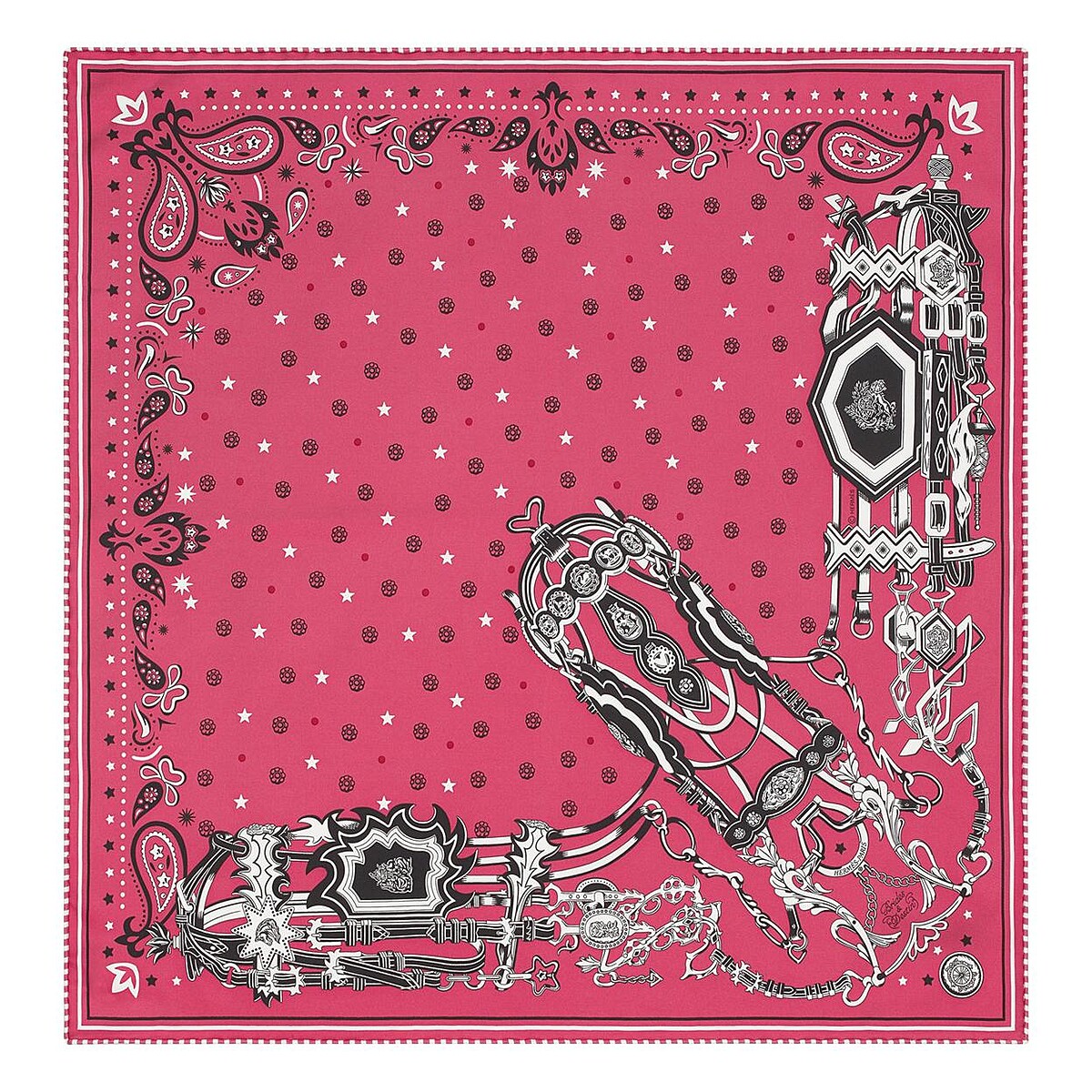 粉色印花絲巾，Herm&egrave;s，價格店洽。