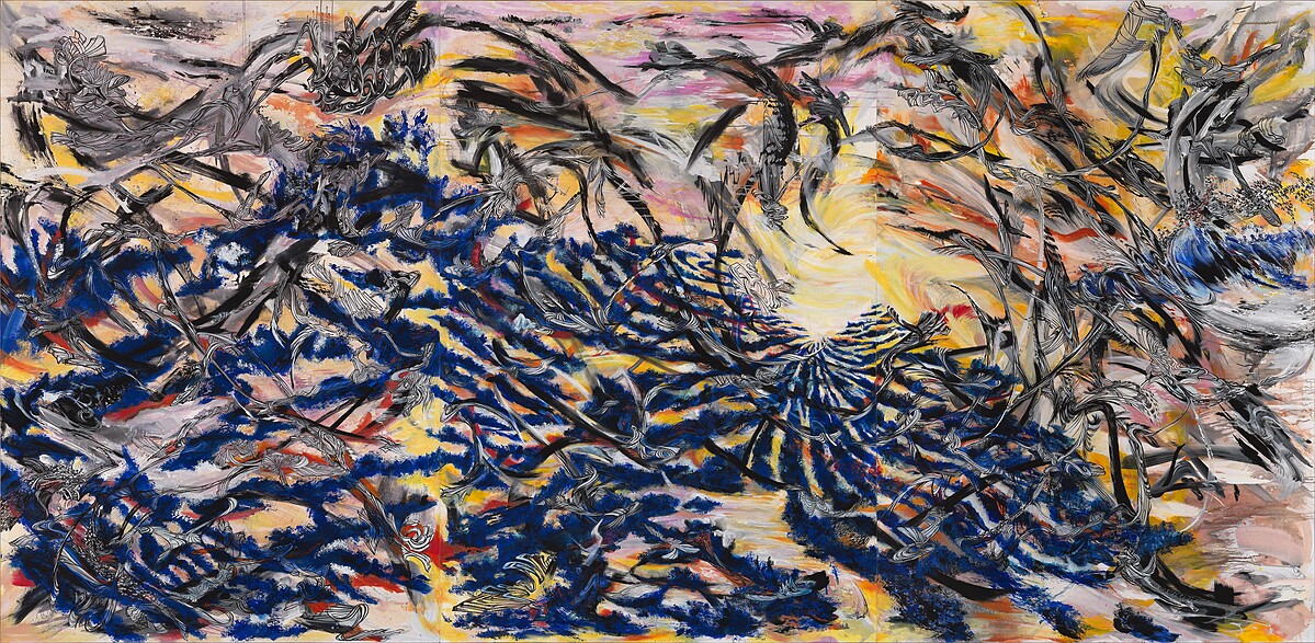 王淑鈴，《吟唱的河流》，2009-2011，壓克力顏料、油彩、畫布，304 &times; 624公分。臺北市立美術館典藏。