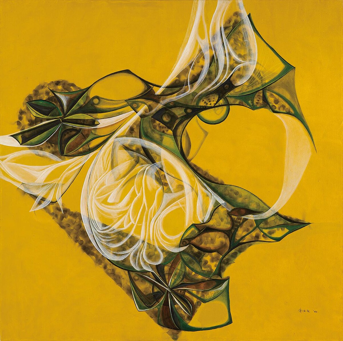 黃潤色，《作品 Y》，1985，油彩、畫布，124 &times; 124公分。臺北市立美術館典藏。