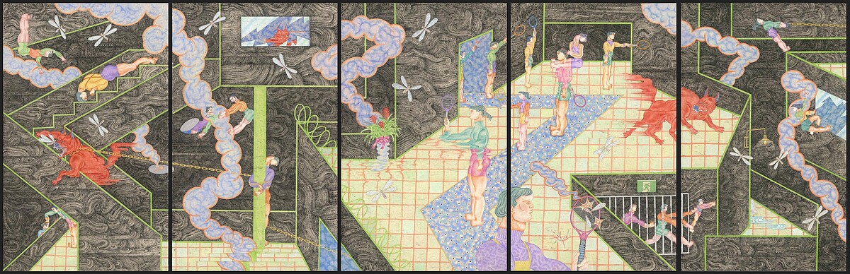 顏妤庭，《無數個昨日-3》，2020，墨、水彩、膠彩、紙，185 &times; 226 &times; 5公分。臺北市立美術館典藏。